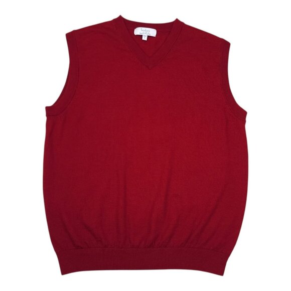 Turnbury Extra Fine Merino Wool Red Sleeveless V-Neck Sweater Vest Men Size L - Picture 7 of 9